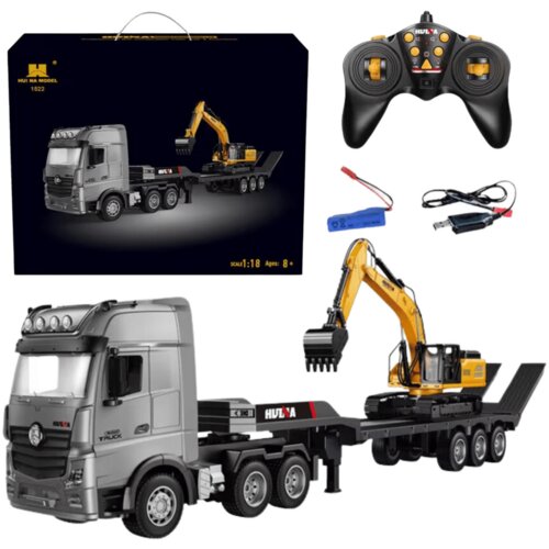 Lean_Toys ovornjak s prikolico Daljinski upravljalnik Bager RC Luči Zvok Huina 1:18 Cene