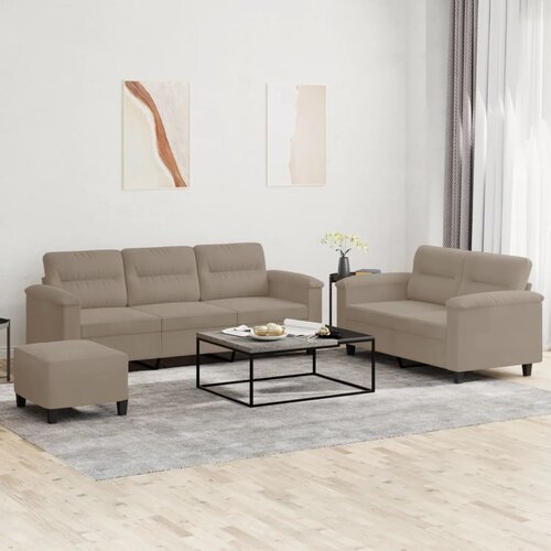  3-dijelni set sofa s jastucima smeđesivi od mikrovlakana Cene