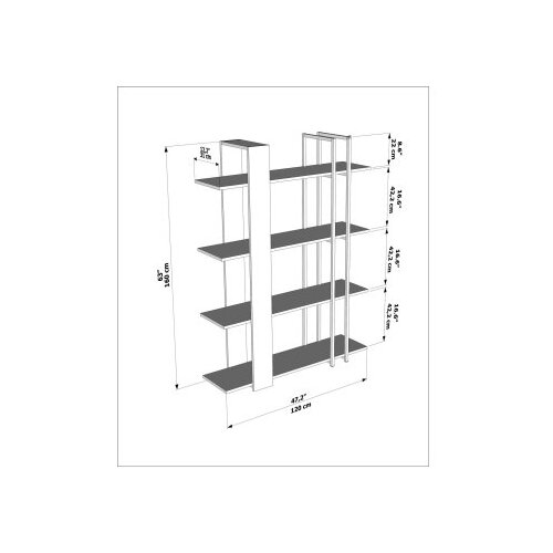 Hanah home Polica za knjige Onno, 120x160x31 cm, Boje hrasta Slike