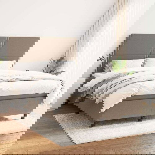  Box spring postelja z vzmetnico taupe 140x200 cm blago, (20792172) Slike
