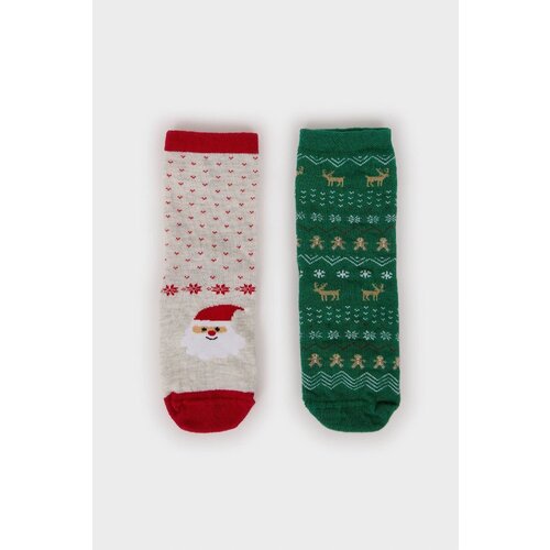 Defacto Baby Boy Christmas Themed Seamless 2-Pack Cotton Long Socks Slike