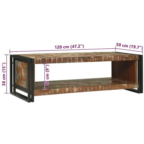  Kava Stol Smeđa 120 x 50 x 38 cm masivno obnovljeno drvo Slike