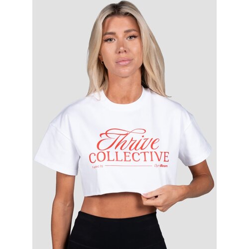 GymBeam Women‘s Thrive Cropped T-shirt White S Cene