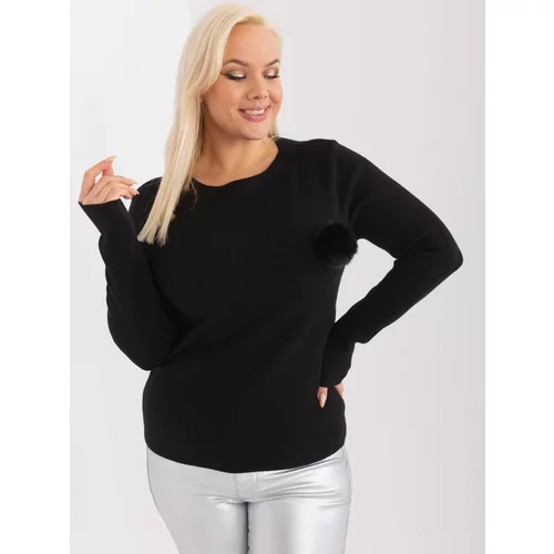 Fashion Hunters Black knitted viscose sweater plus size