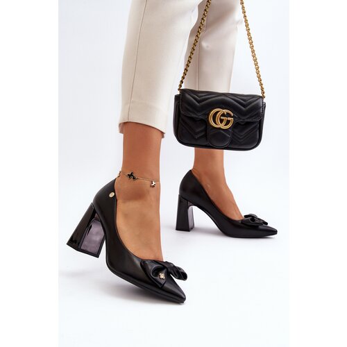VINCEZA Black Bow Pump Heels by Ariemessa Cijene