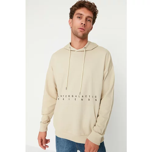 Trendyol Stone Men's Oversize Fit Hoodie Printed Sweatshirt