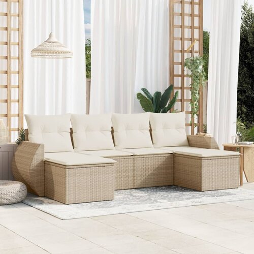 vidaXL 6-dijelni set vrtnih sofa s jastucima bež od poliratana Cijene