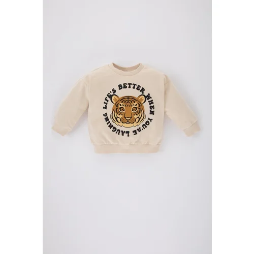 Defacto Baby Boy Crew Neck Tiger Pattern Sweatshirt