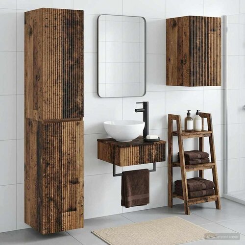  Set namje&scaron;taja za kupaonicu 3 kom. Staro drvo Smeđa 33 x 34.5 x 160 cm Cijene