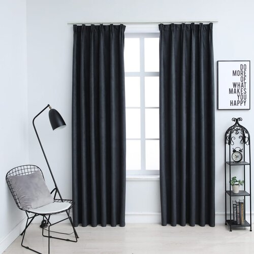 vidaXL Zavjese za zamračivanje s kukama 2 kom antracit 140 x 245 cm Cijene
