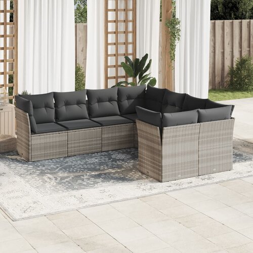 vidaXL 8-dijelni set vrtnih sofa od poliratana s jastucima svjetlosivi Cijene