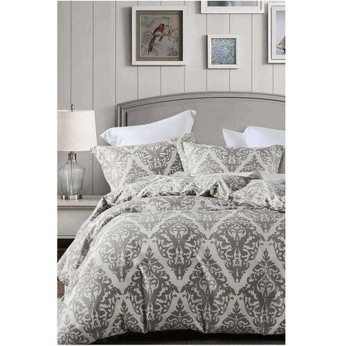Mila Home Siva/bež posteljina za bračni krevet/za produženi krevet od renforce pamuka s uključenom plahtom/4-dijelna 200x220 cm Damask – Cijene