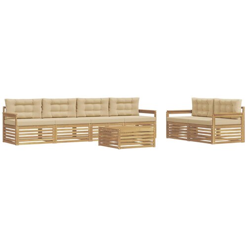 vidaXL Zunanja garnitura za sedenje 7 pcs Bela in bež Poliester, (5000281239) Cene