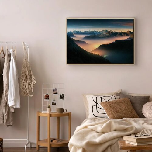  Slika - Mountain Breath (1 Part) Wide - Second Variant 90x60 U prirodnom drvenom okviru Slike