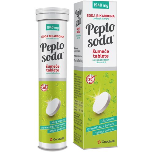 GoodwillPharma Pepto Soda Mint, 20 &amp;scaron;umećih tableta Slike