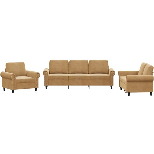 vidaXL 3-dijelni set sofa s jastucima smeđi baršunasti Cijene