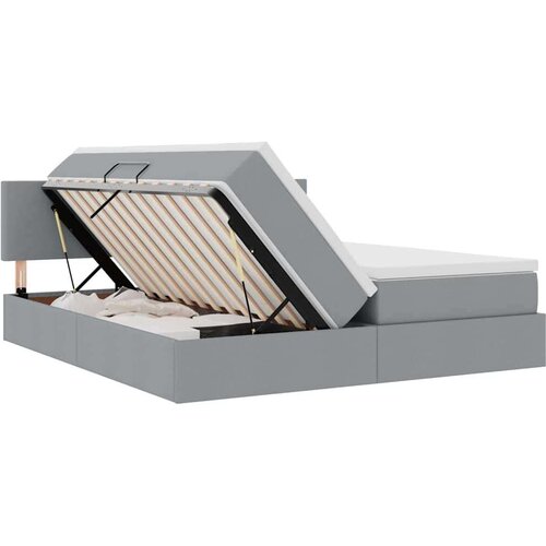  Krevet s od storage Svijetlo siva 180 x 200 cm Lažna koža - Svjetlosiva 180 x 200 cm Gladak dizajn Slike