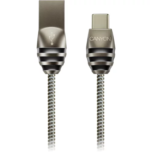 Canyon UC-5 type c usb 2.0 standard cable, power &amp; data output, 5V 2A, od 3.5mm, metallic jacket, 1m, gun color, 0.04kg