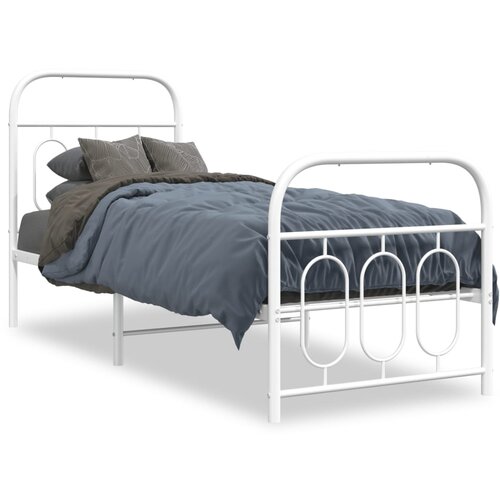 vidaXL Metalni okvir kreveta uzglavlje i podnožje bijeli 75x190 cm Cijene