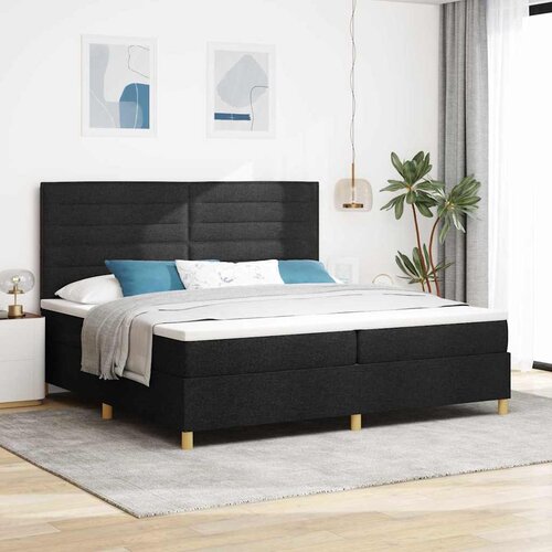  LED Box Spring Krevet s madracem Crna 200 x 200 cm tkanina Cene
