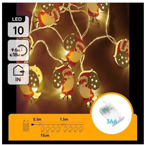 Aigostar LED lanac 10xLED/3xAA 1,5m topla bela Deda Mraz Cene
