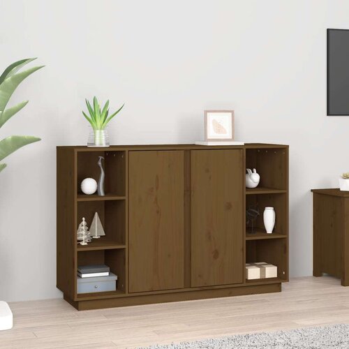  Komoda smeđa boja meda 120 x 35 x 80 cm od masivne borovine Cijene