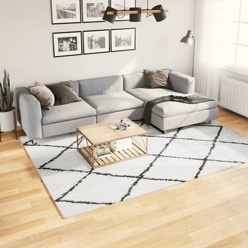 vidaXL Čupavi moderni tepih s visokim vlaknima krem-crni 200x280 cm Cijene