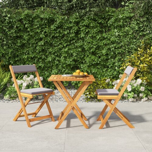 VidaXL 3-dijelni sklopivi bistro set i jastuci masivno bagremovo drvo Slike