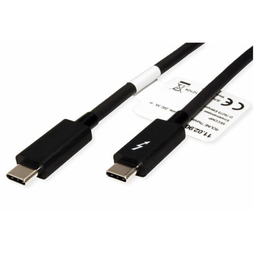 Roline USB kabel Thunderbolt&trade; 3 Thunderbolt&trade; (USB-C&reg;) vtič 2.00 m črna za&scaron;čiten 11.02.9042, (20417315) Cene