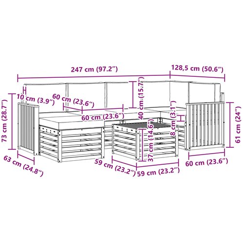  Set vanjskih sofa 7 kom. Bijela i antracit Poliester Slike