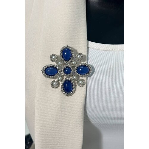 Kesi Floral brooch 2 silver + cornflower Cene