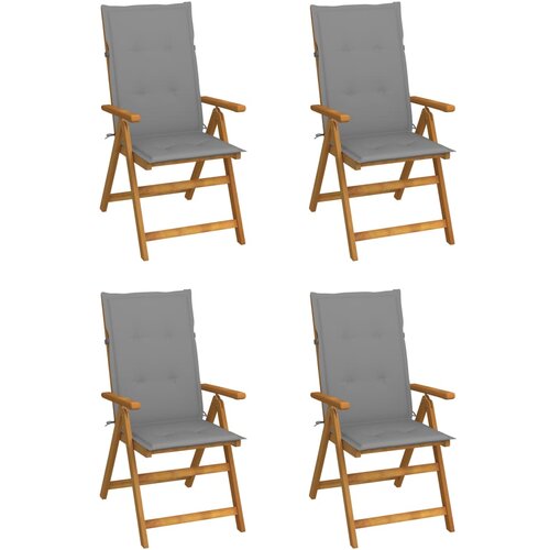  Vrtni nastavljivi stoli 4 kosi z blazinami trden akacijev les Slike