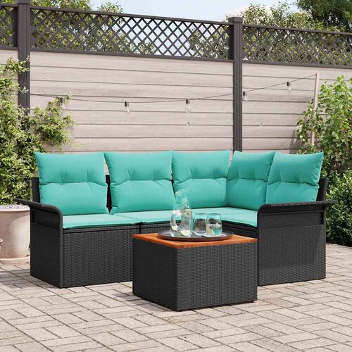  Sjedeća garnitura za vrt 5 kom. 4-Broj sjedala Crna i Tirkizna 187,5 x 132,5 x 69 cm Slike