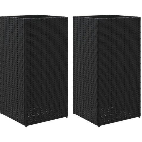 Maison Chic Vrtna korita - cvetlična korita - Cvetlični Lonec 2 kosa črna 40x40x80 cm poli ratan, (21789778) Slike