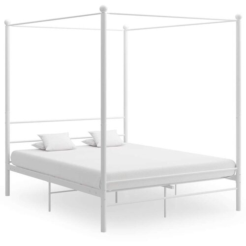  Za krevet s nadstre&amp;scaron;nicom bijeli metalni 160 x 200 cm Slike