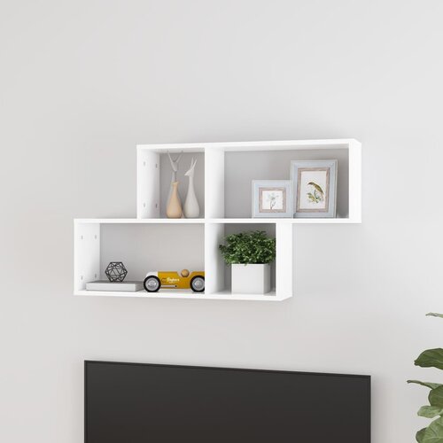 VidaXL Stenska polica bela 100x18x53 cm iverna plo&amp;scaron;ča Slike