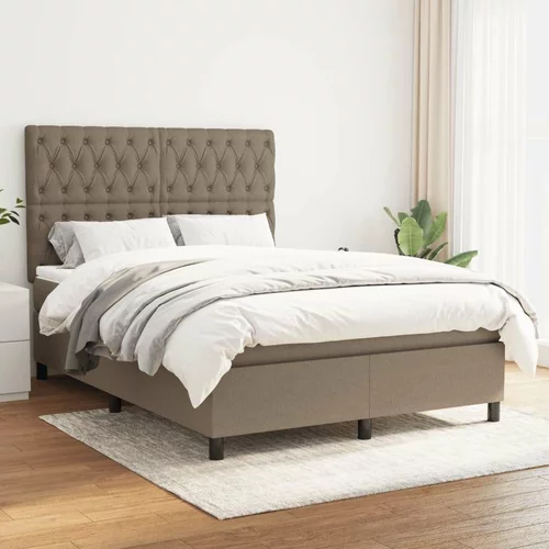  Krevet s oprugama i madracem smeđesivi 140 x 190 cm od tkanine