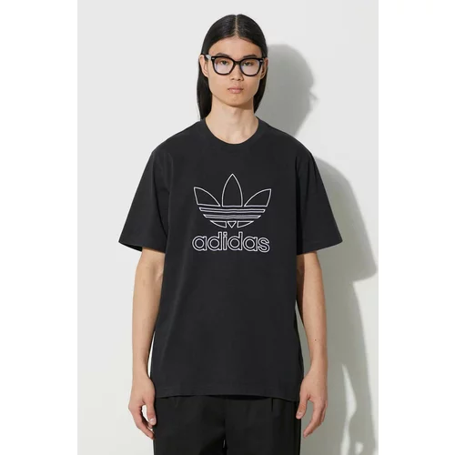 Adidas Bombažna kratka majica Trefoil Tee moška, črna barva, IU2347