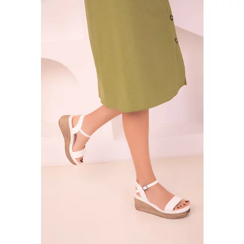 Soho White Women's Wedge Heels Shoes 18131