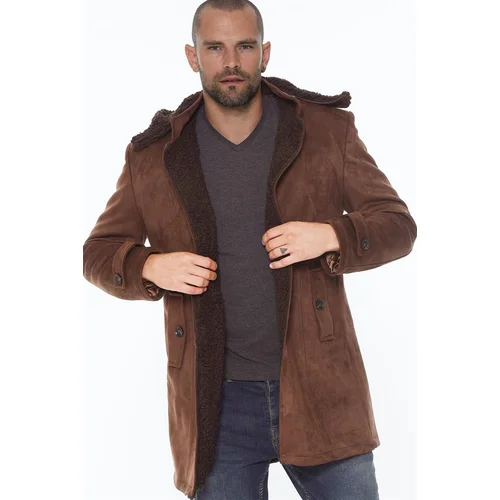 Dewberry PLT8399 SUEDE LOOK MEN'S COAT-OUTDOOR COFFEE