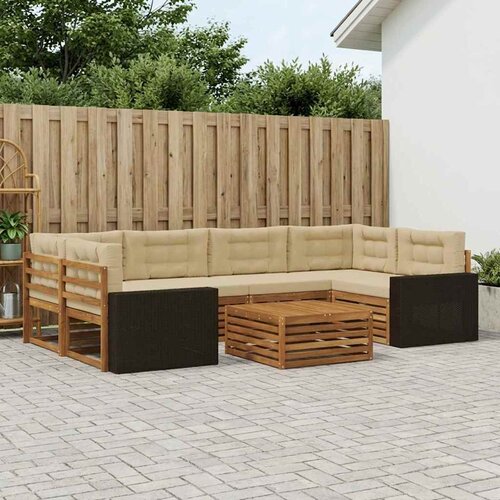  Set vanjskih sofa 7 kom. Prirodna i bež Poliester Cene