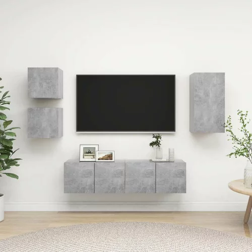  Komplet TV omaric 5-delni betonsko siva iverna plošča, (20734326)