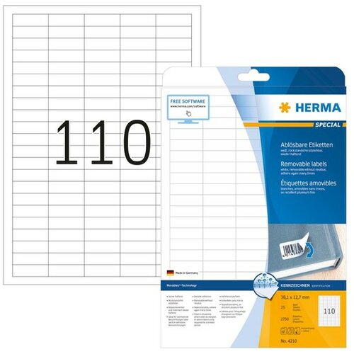 Herma etikete 38X12,7 A4/110 1/25 removable ( 02H4210 ) Slike