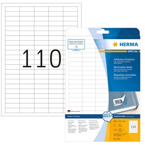 Herma etikete 38X12,7 A4/110 1/25 removable ( 02H4210 ) Cene