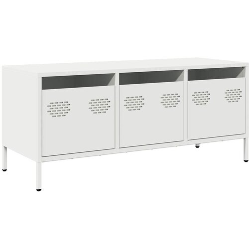 Maison Chic TV omarica - TV stojalo - Televizijska omarica bela 101,5x39x43,5 cm hladno valjano jeklo, (21698860) Slike