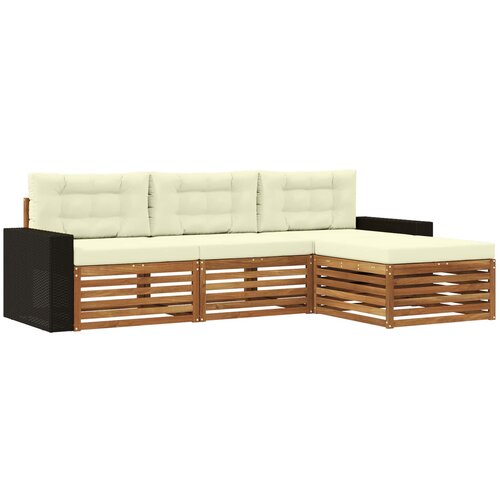 vidaXL Zunanja garnitura za sedenje 4 pcs Naravna in smetana Poliester, (5000280668) Cene