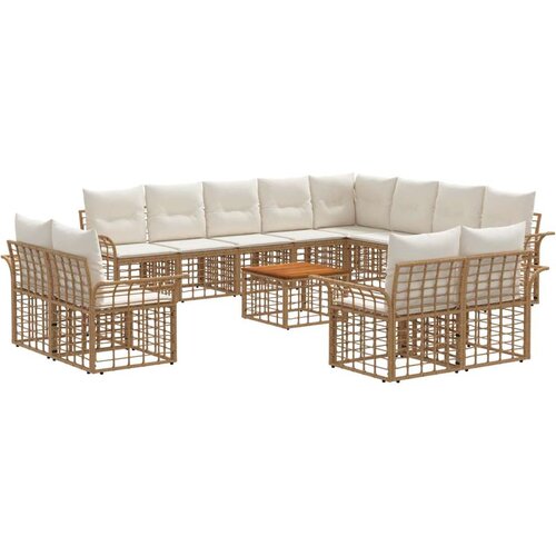  Set vanjskih sofa 13 pcs Prirodna i krema bijela Poliester - Prirodna i kremasto bijela sa stolom Cene