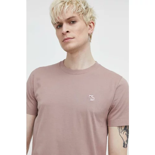 Abercrombie & Fitch Bombažna kratka majica moški, roza barva