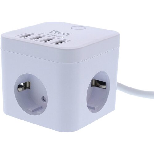 Well prenapetostna za&scaron;čita EXTS-3S3M-USB4-WL, 3x vtičnica 230V + 4x USB, 16A, 3680W, 3 m Cene
