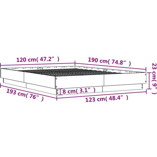 Okvir za krevet boja hrasta 120x190 cm od konstruiranog drva Slike